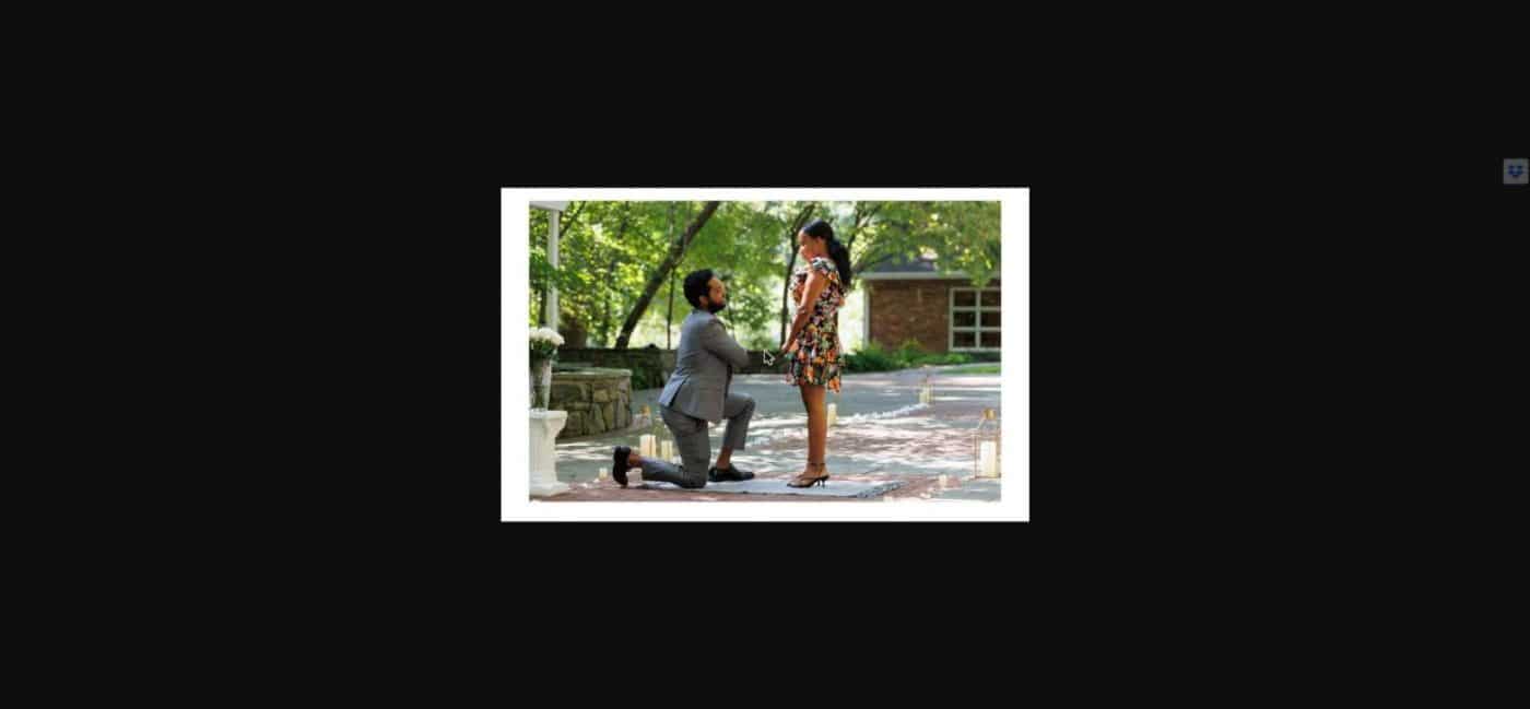 Daniel proposing to Alicia at Rockwood Manor Park in Potomac, Maryland
